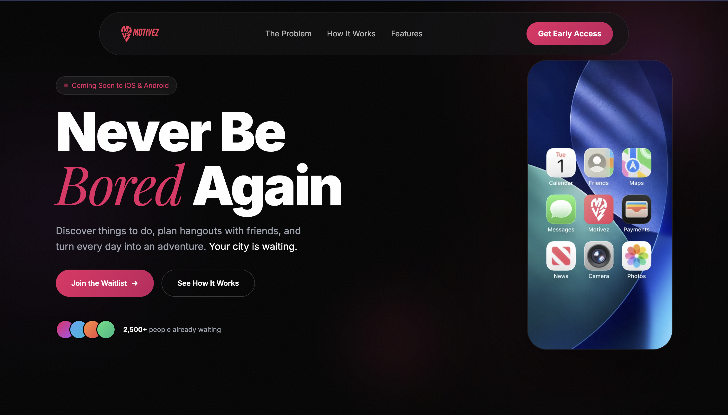 Motivez website outcome visual showing the redesigned landing page